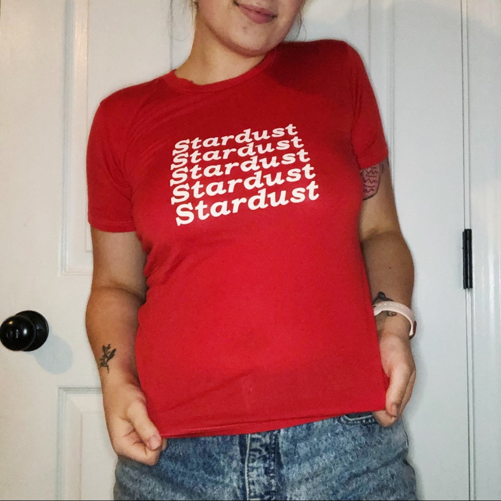 Reformation Red 'Stardust' Graphic Short Sleeve Tee